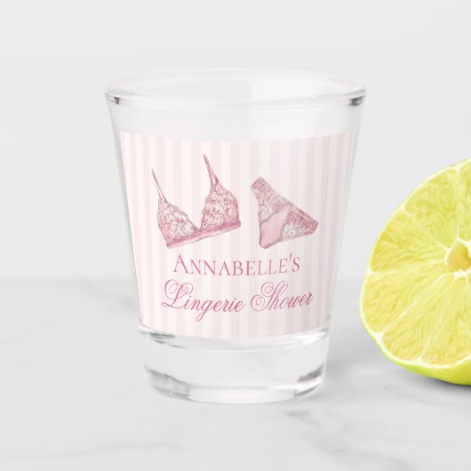 Rosa Wäsche Dusche Junggesellinnenabschied Geschen Schnapsglas (Vorderseite)