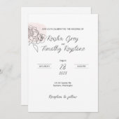 Rosa Wash Line Art Hochzeit Einladung (Vorne/Hinten)