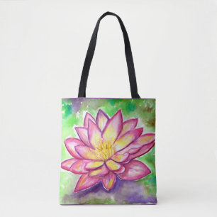 Rosa Wasser-Lilien-Aquarell-Malerei Tasche