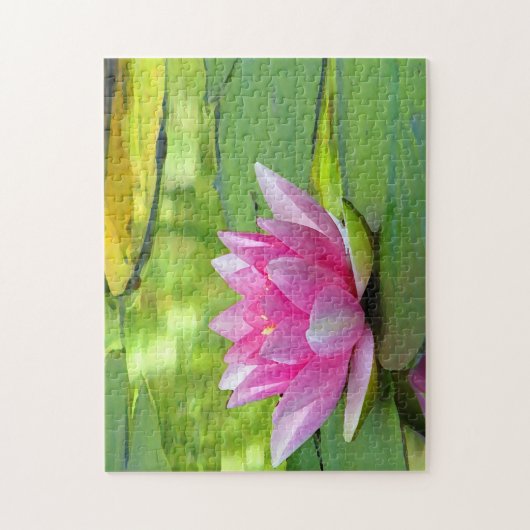 Rosa Wasser-Lilien-Lotos-Blumen-Puzzlespiel Puzzle (Vertikal)