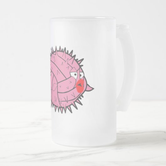 Rosa Wasser-Polo-Ball-Puffer-Fisch-Tasse Mattglas Bierglas (VorderseiteRechts)