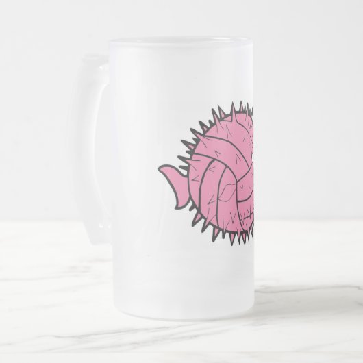 Rosa Wasser-Polo-Ball-Puffer-Fisch-Tasse Mattglas Bierglas (Vorderseite Links)