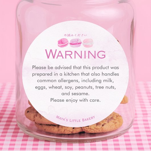 Rosa Wasserfarb-Macarons-Allergie-Warnung Runder Aufkleber