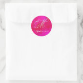 Rosa Wasserfarbaufkleber - Monogramm M Runder Aufkleber (Tasche)