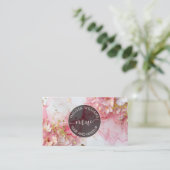 Rosa Wasserfarbe 3D Floral Visitenkarte (Stehend Vorderseite)