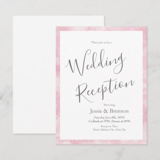 Rosa Wasserfarbe Abstrakt Einladung (Vorne/Hinten)