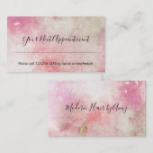 Rosa Wasserfarbe Abstrakte Verabredung Erinnerung Visitenkarte (Vorne/Hinten)