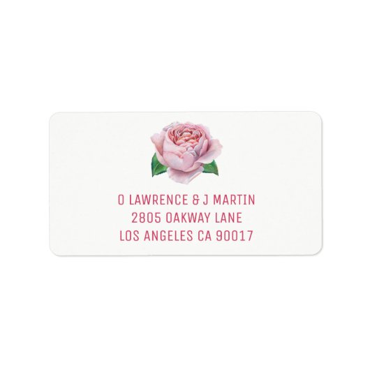 Rosa Wasserfarbe Adressaufkleber (Vorne)