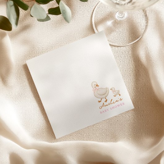 Rosa Wasserfarbe alberner Gans Baby Shower Serviette