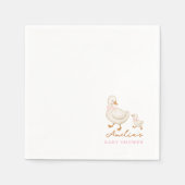 Rosa Wasserfarbe alberner Gans Baby Shower Serviette (Vorderseite)