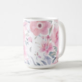 Rosa Wasserfarbe Aquarell Kaffeetasse (VorderseiteRechts)