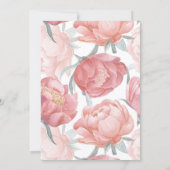 Rosa Wasserfarbe Babyshower mit Blumenmuster Einladung (Rückseite)