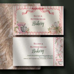 Rosa Wasserfarbe-Bäckerei mit Schleife Visitenkarte