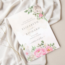 Rosa Wasserfarbe Bläserne Elegante Hochzeit