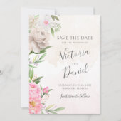 Rosa Wasserfarbe Bläserne Elegante Hochzeit Save The Date (Vorderseite)