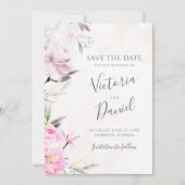 Rosa Wasserfarbe Bläserne Elegante Hochzeit Save The Date (Vorderseite)