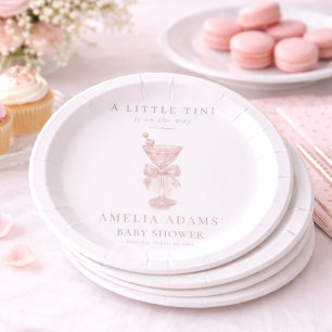 Rosa Wasserfarbe Bogen Eine Tini One Babyparty Fei Pappteller