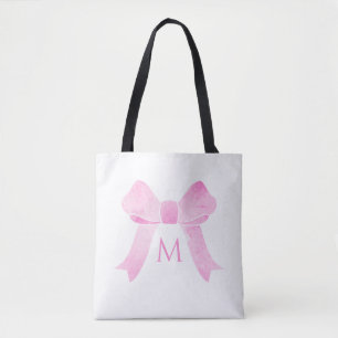 Rosa Wasserfarbe-Bogen Mädchen-Monogramm Tasche