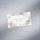 Rosa Wasserfarbe Bohemische Blumenreste Magnetische Visitenkarte (Beispiel)