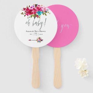 Rosa Wasserfarbe Boho Chic Florales Babyshower Fächer