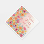 Rosa Wasserfarbe Botanischer Personalisierter Gebu Serviette (Ecke)