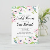 Rosa Wasserfarbe - Brautdusche Einladung (Stehend Vorderseite)