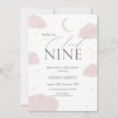 Rosa Wasserfarbe Cloud Nine Babyparty  Einladung (Vorderseite)
