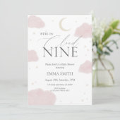 Rosa Wasserfarbe Cloud Nine Babyparty  Einladung (Stehend Vorderseite)
