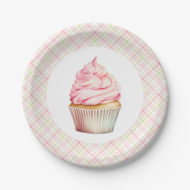 Rosa Wasserfarbe Cupcake Pappteller