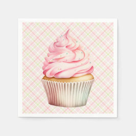 Rosa Wasserfarbe Cupcake Serviette