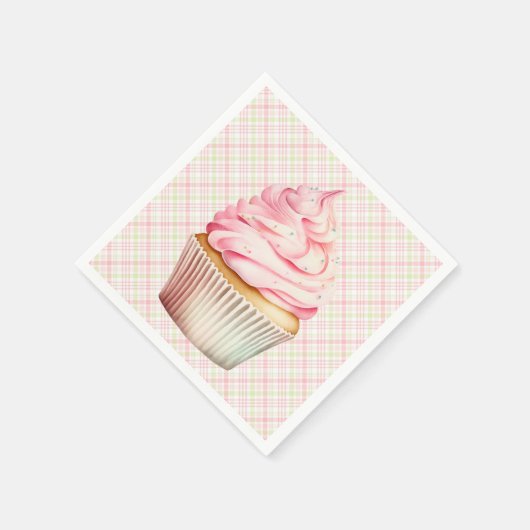 Rosa Wasserfarbe Cupcake Serviette (Ecke)