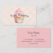 Rosa Wasserfarbe Cupcake Visitenkarte (Vorne/Hinten)