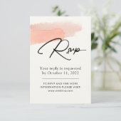 Rosa Wasserfarbe. Einfache romantische Hochzeit RSVP Karte (Stehend Vorderseite)