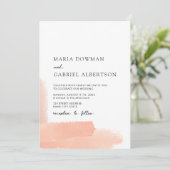 Rosa Wasserfarbe. Einfache, zarte Hochzeit Einladung (Stehend Vorderseite)