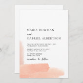 Rosa Wasserfarbe. Einfache, zarte Hochzeit Einladung (Vorne/Hinten)