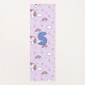 Rosa Wasserfarbe Einhorn Yoga Fun Schwarzes Monogr Yogamatte (Vorderseite)