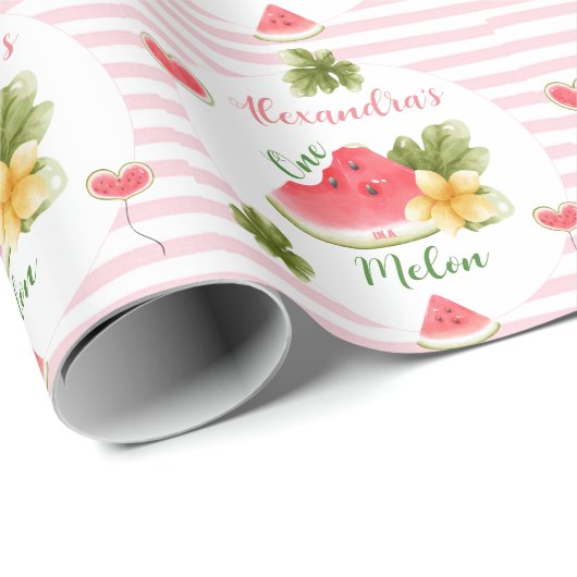 Rosa Wasserfarbe Eins in einem Melon Girl Erstgebu Geschenkpapier (Rolleneckpunkt)