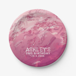 Rosa Wasserfarbe Eiscreme Personalisiertes Party Pappteller