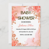 Rosa Wasserfarbe Elegante Blume Kindermädchendusch Einladung (Vorderseite)