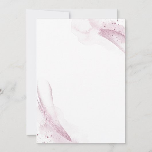 Rosa Wasserfarbe Elegante Hochzeit Einladung (Rückseite)
