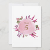 Rosa Wasserfarbe Elegante Hochzeitskarte Tischnumm (Rückseite)