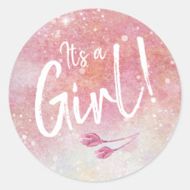 Rosa Wasserfarbe Es ist ein Girl-Umschlag Aufklebe Runder Aufkleber