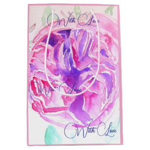 Rosa Wasserfarbe Flieder Rosen Blume Floral Mittlere Geschenktüte