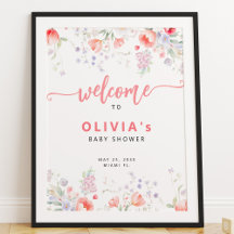 Rosa Wasserfarbe Floral Baby Shower Willkommenssch