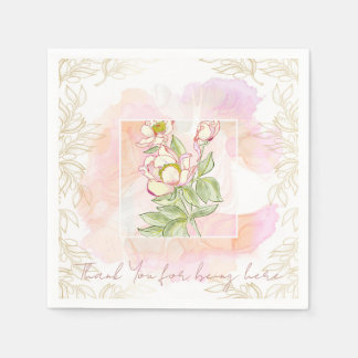 Rosa Wasserfarbe Floral Boho Serviette