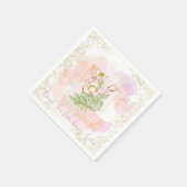 Rosa Wasserfarbe Floral Boho Serviette (Ecke)