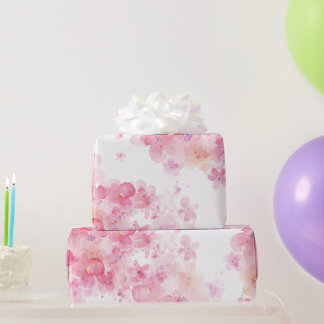 Rosa Wasserfarbe floral Geschenkpapier