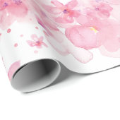 Rosa Wasserfarbe floral Geschenkpapier (Rolleneckpunkt)