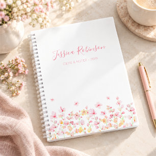 Rosa Wasserfarbe Floral Personalisiert Notizblock