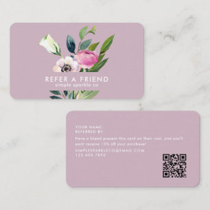 Rosa Wasserfarbe Floral QR Code Stylist Salon Empfehlungskarte